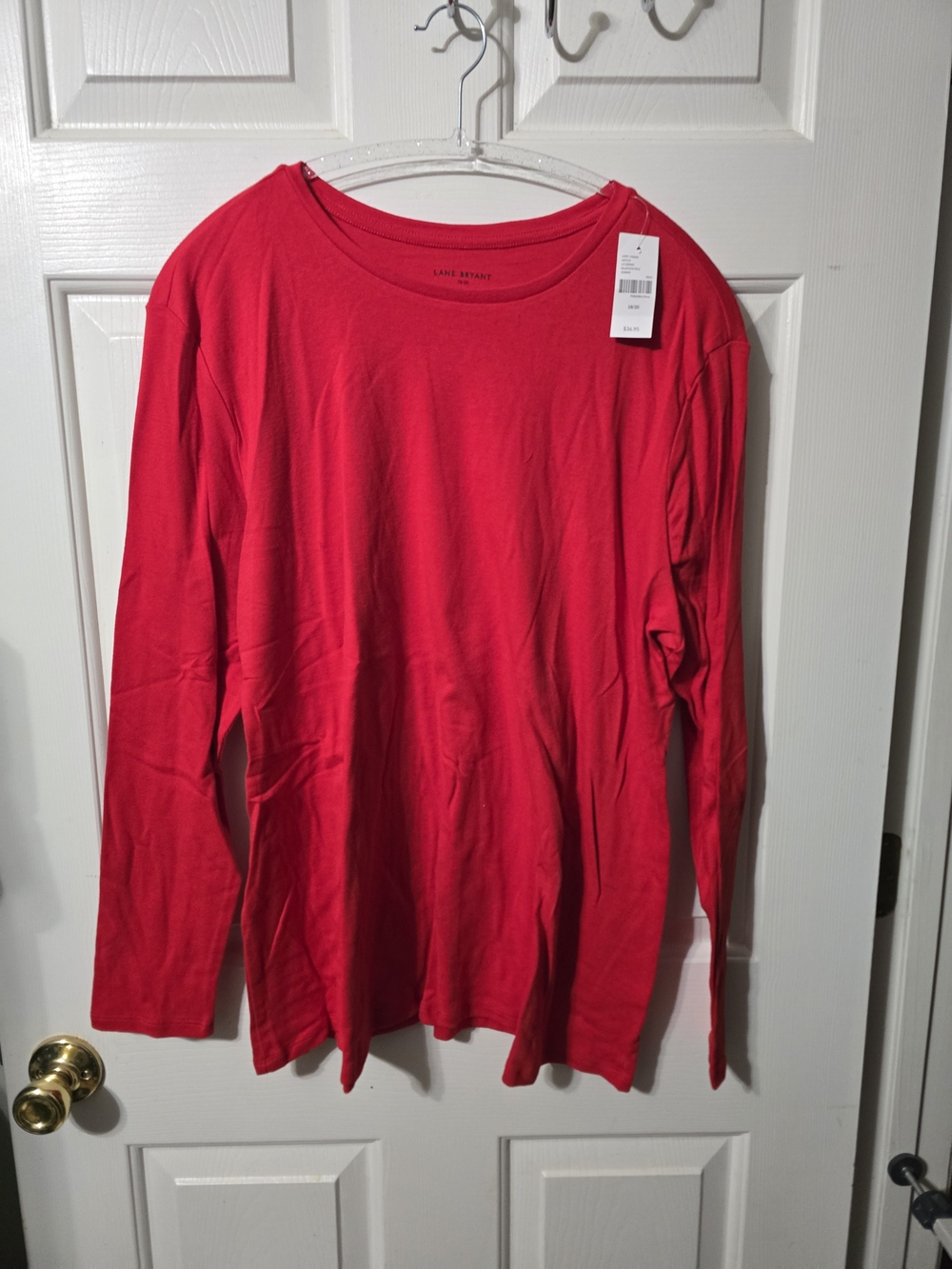 Lane Bryant Red Long Sleeve Crew Neck Tee